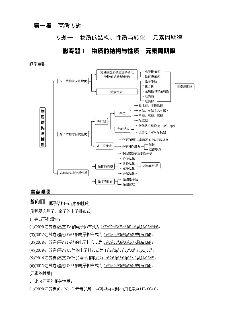 主题1　微专题1　物质的结构与性质　元素周期律第1页