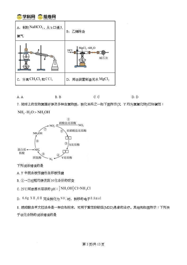 山东省德州市2024-2025学年高三上学期1月期末化学试题无答案第3页