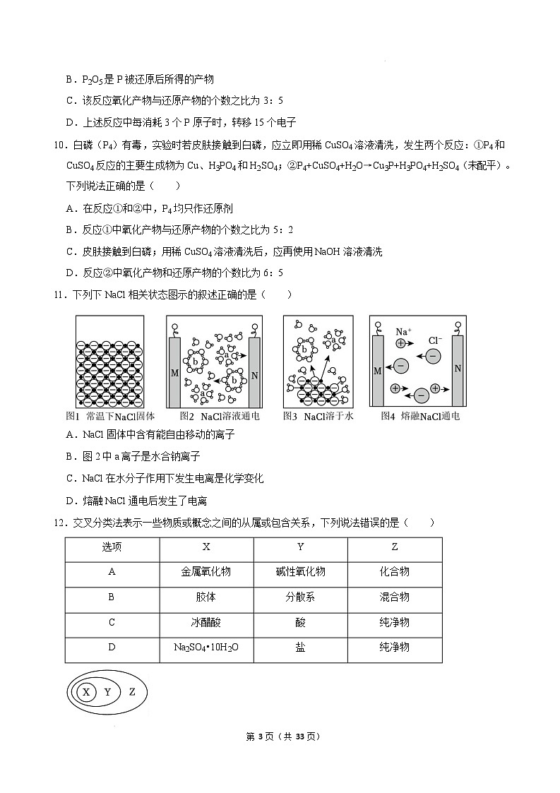 湖北省武汉市2024-2025学年高一下学期开学适应性模拟测试化学练习卷试卷（Word版附解析）第3页