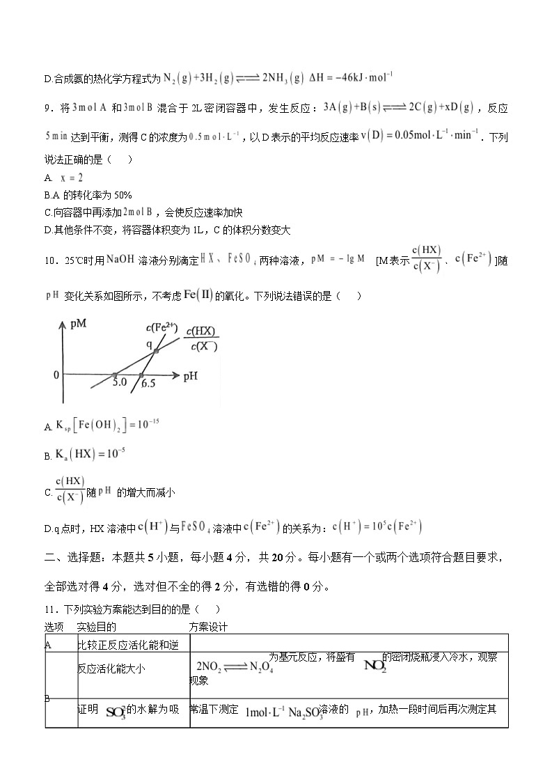 山东省威海市2024-2025学年高二上学期期末考试化学试卷第3页