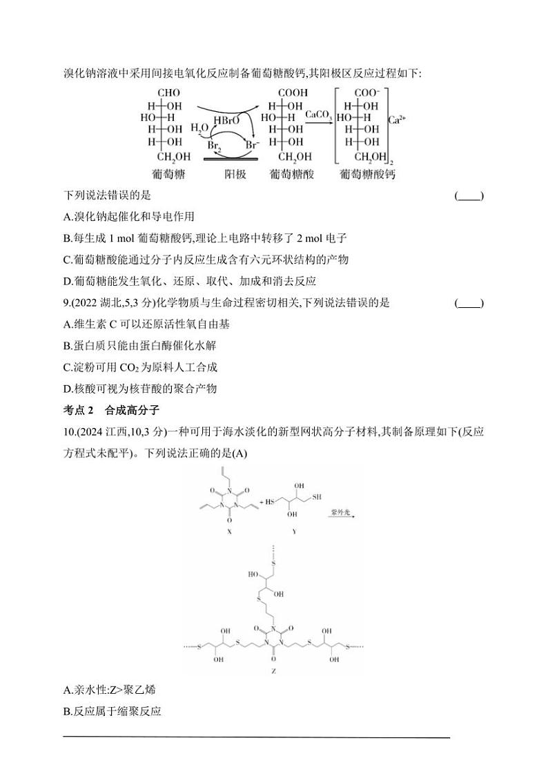2025版新教材高考化学第二轮复习专题练  专题十三  生命活动的物质基础  有机合成试卷(含答案)第3页