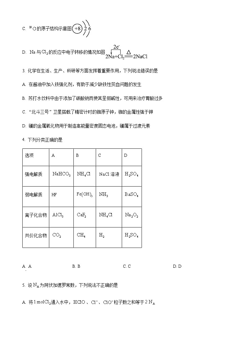 吉林省长春市东北师范大学附属中学2024-2025学年高一上学期期末考试化学试题（含答案）第2页