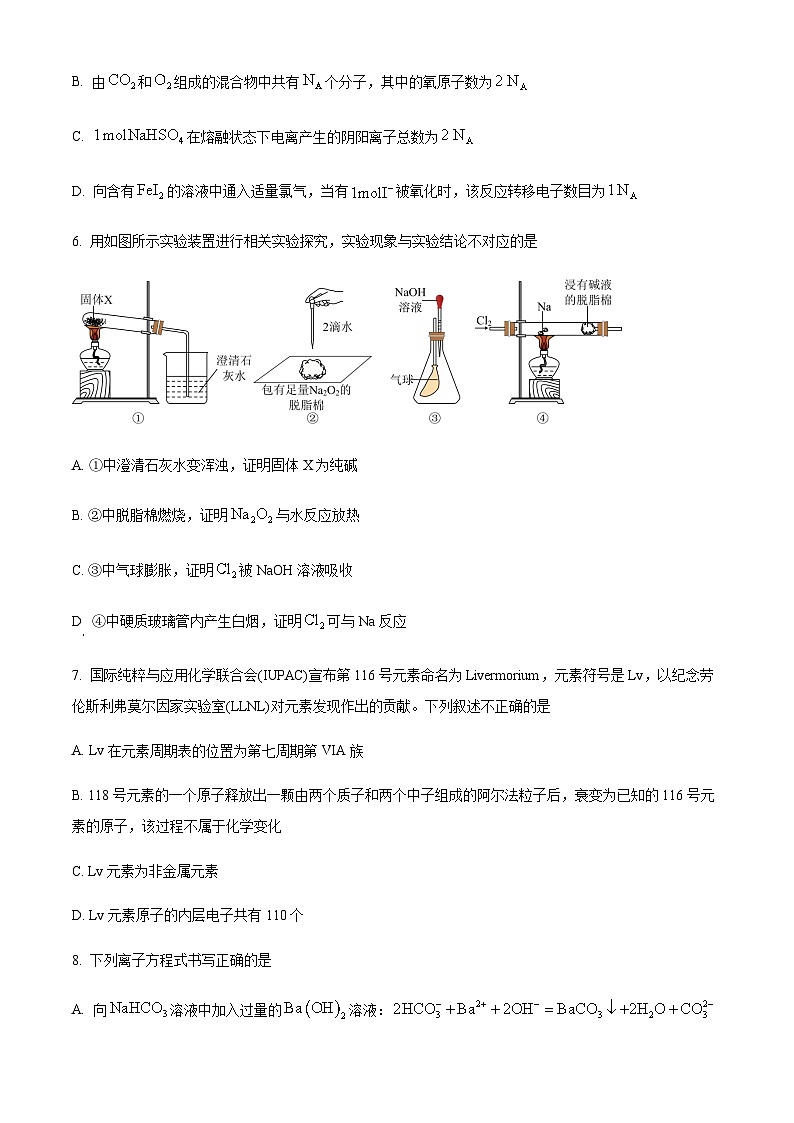 吉林省长春市东北师范大学附属中学2024-2025学年高一上学期期末考试化学试题（含答案）第3页