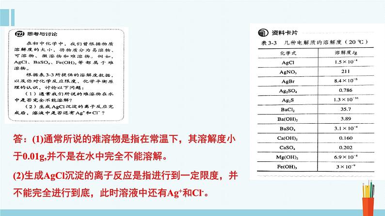 人教版高中化学选择性必修1《3-4-1  沉淀溶解平衡(第1课时 难溶电解质的沉淀溶解平衡)》课件第8页