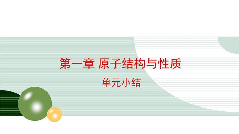 人教版高中化学选择性必修1 《第一章原子结构与性质复习》课件第1页