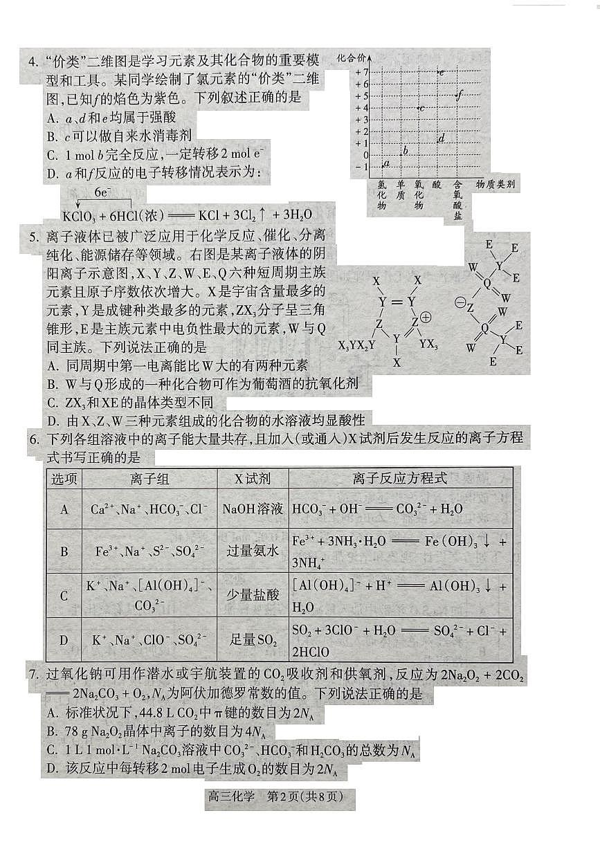 山西省吕梁市2025届高三上学期1月期末调研考试化学（含答案）第2页