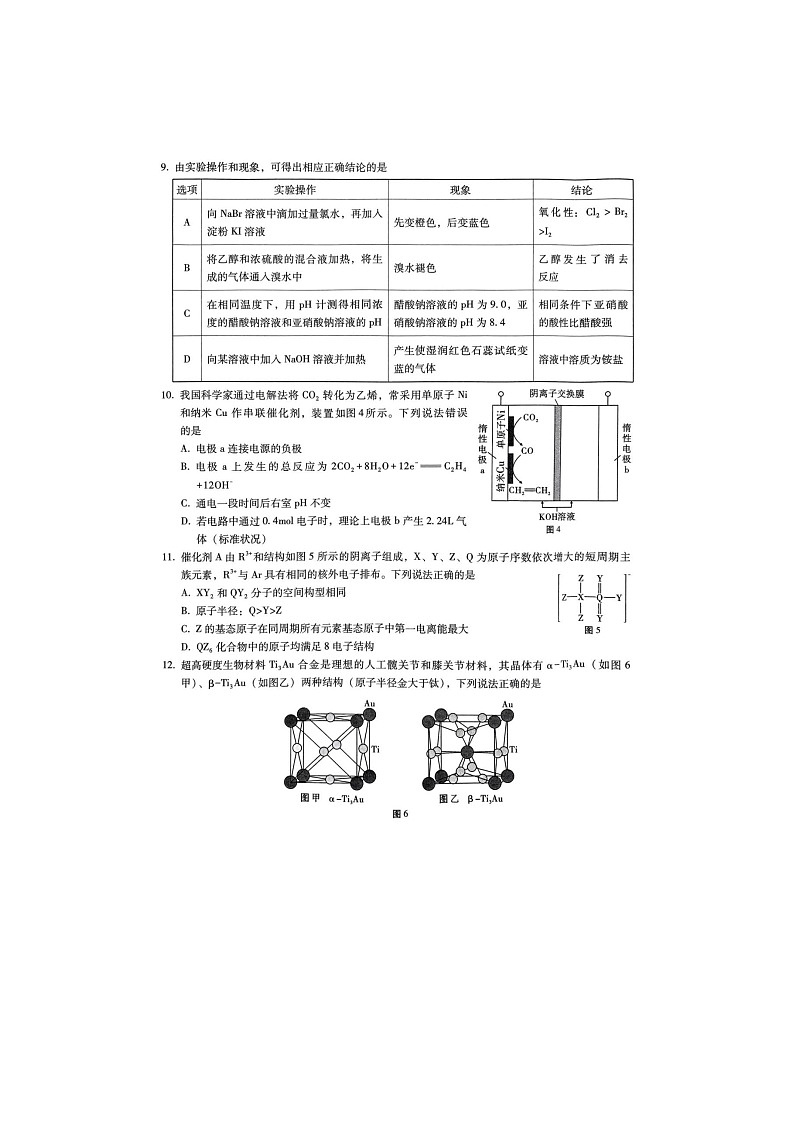 2025年重庆市巴蜀中学2025届高三2月高考适应性月考卷（五）化学试卷含答案第3页