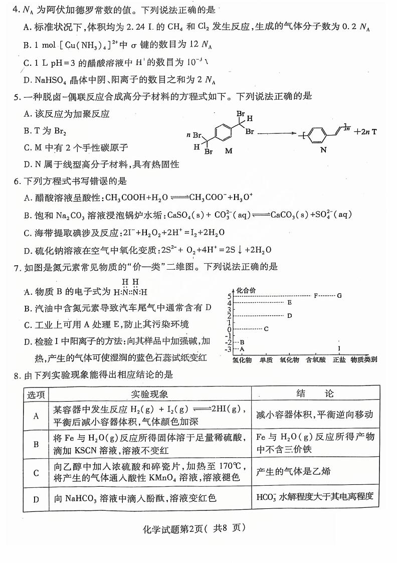 2025届山西省临汾市高三上学期考前适应性训练考试(一)化学试题第2页