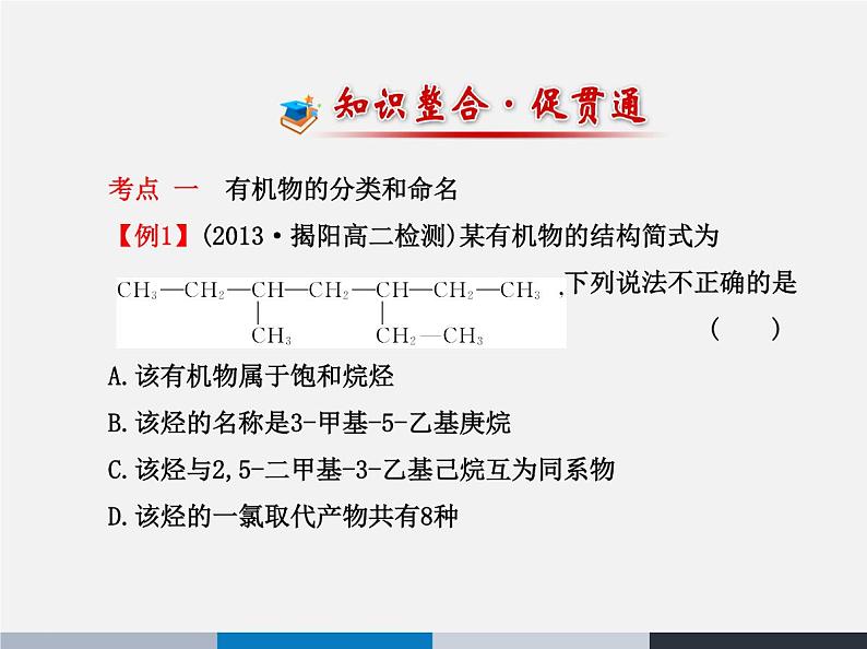 人教版 (新课标)高中化学选修5 1-4《认识有机化合物》复习课件第6页