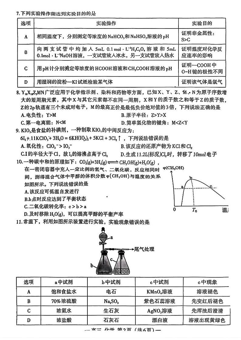 化学-江西省南昌市2025届高三第一次模拟测试试题第2页