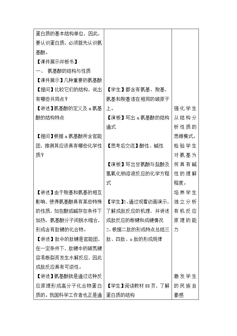 人教版 (新课标)高中化学 选修5 4-3《蛋白质和核酸》教学设计第2页