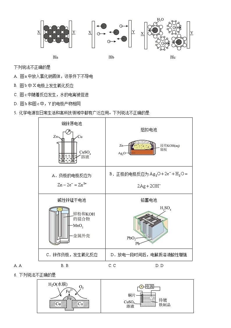 北京市十一学校2024-2025学年高二上学期1月期末考试化学试卷（原卷版）第2页