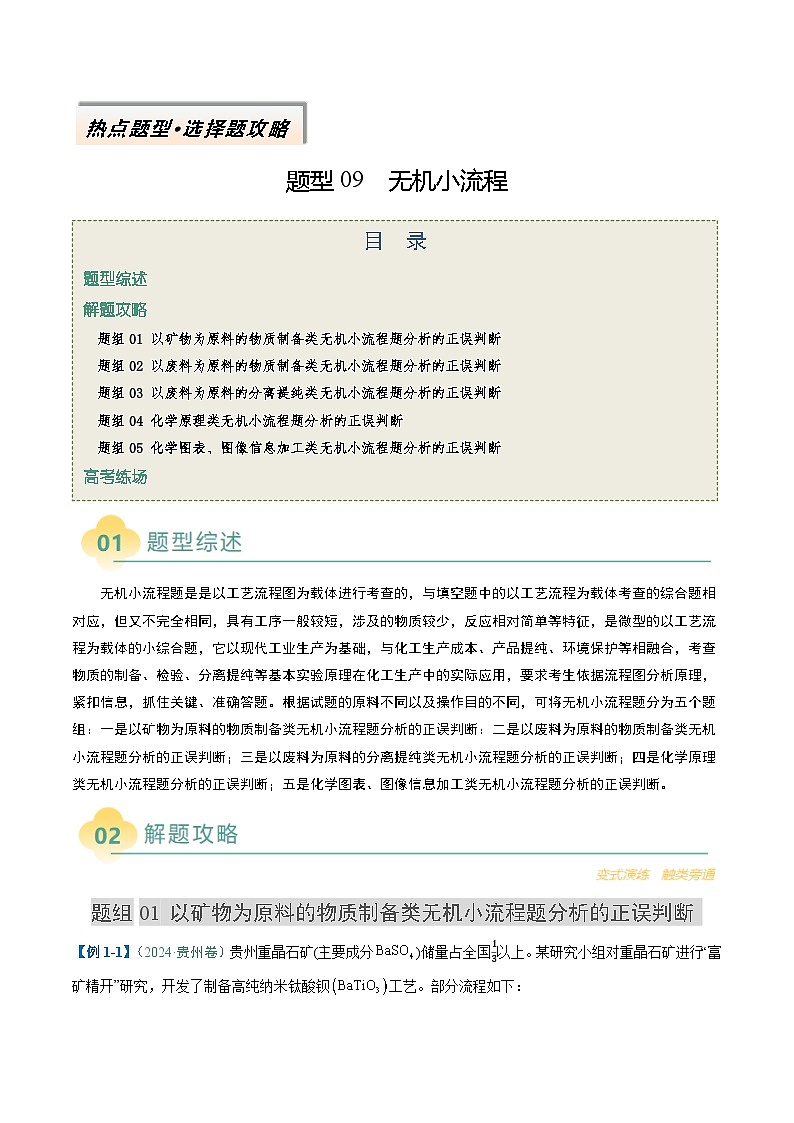 题型09 无机小流程（原卷版）第1页