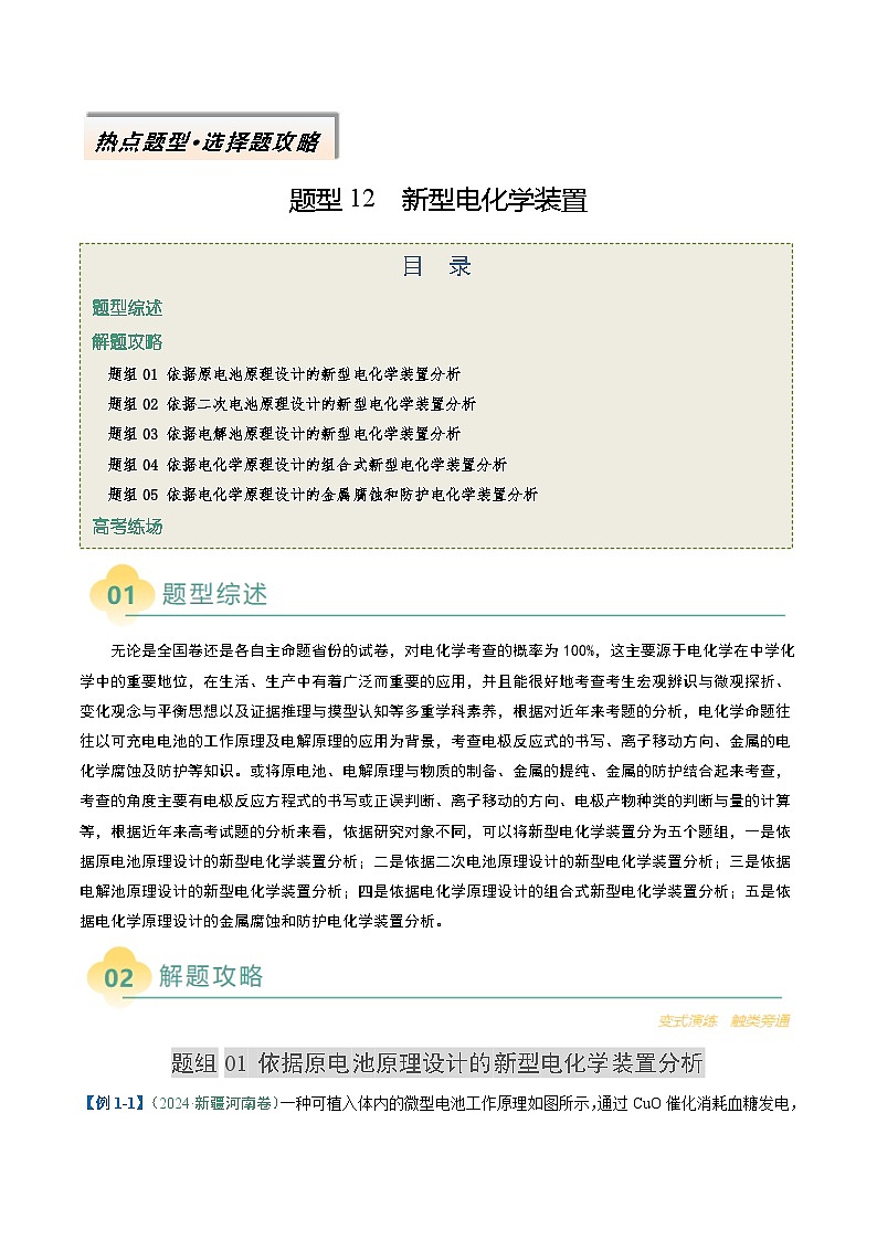 题型12 新型电化学装置（原卷版）第1页