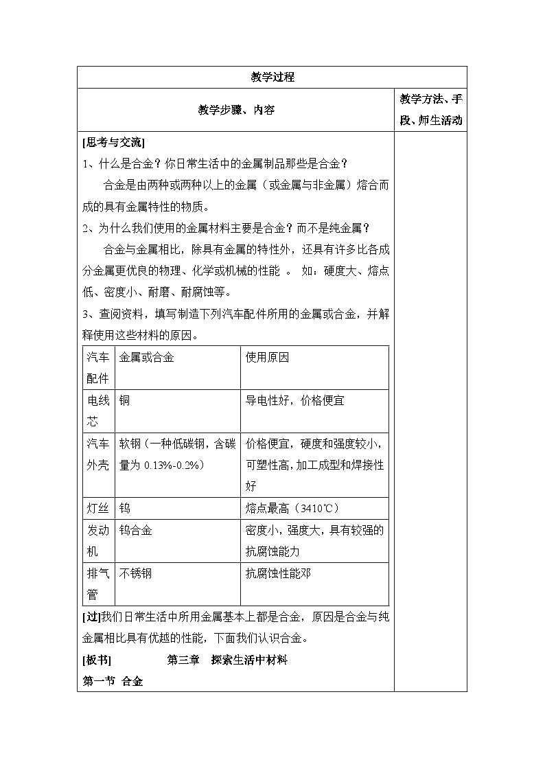 人教版 (新课标)高中化学选修1 3-1《合金》教案第2页