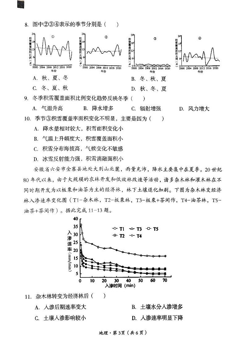 四川省巴中市普通高中 2022 级“一诊”考试地理第3页