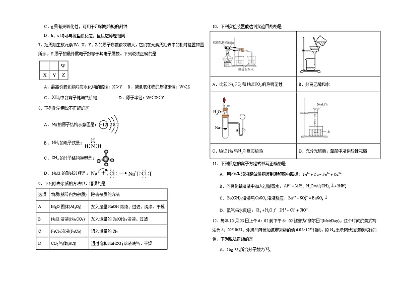 腾冲市第八中学2024--2025学年下学期高一开学考试化学试卷第2页