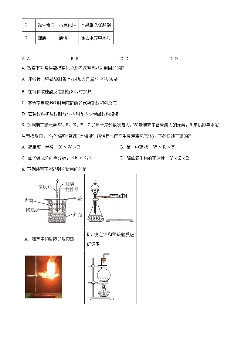 河北省沧州市泊头市第一中学2024-2025学年高三下学期2月月考化学试题（原卷版）第2页
