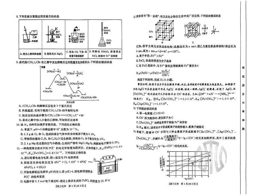 河北省邯郸市2025届高三下学期第三次调研考试化学试卷第2页