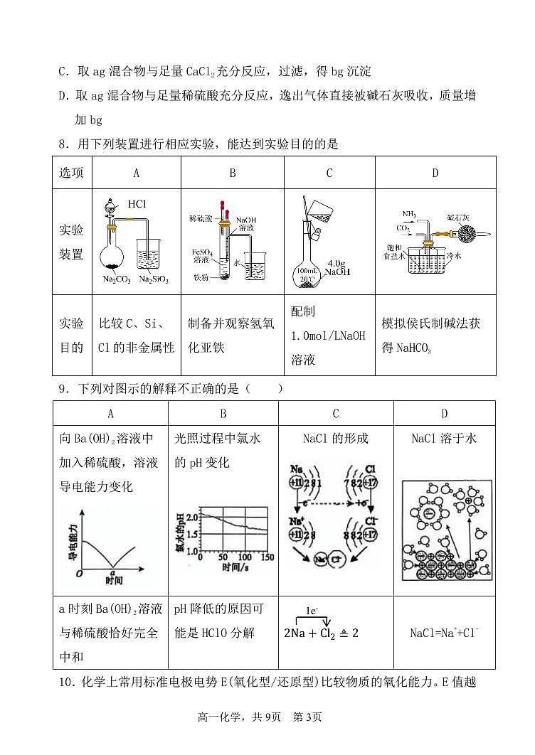 2025辽宁省七校协作体高一下学期3月联考试题化学PDF版含答案（可编辑）第3页