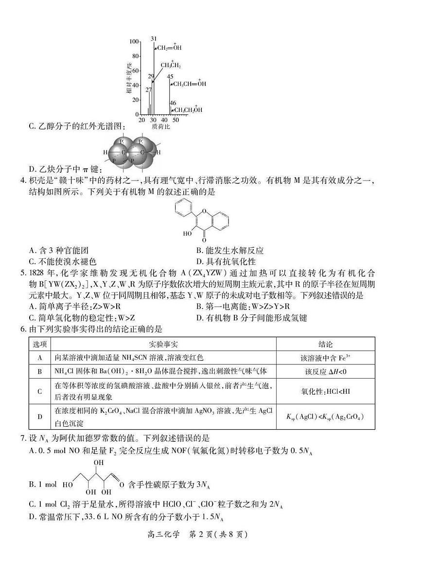 化学丨江西省稳派上进联考2025届高三下学期3月二轮总复习联合检测化学试卷及答案第2页