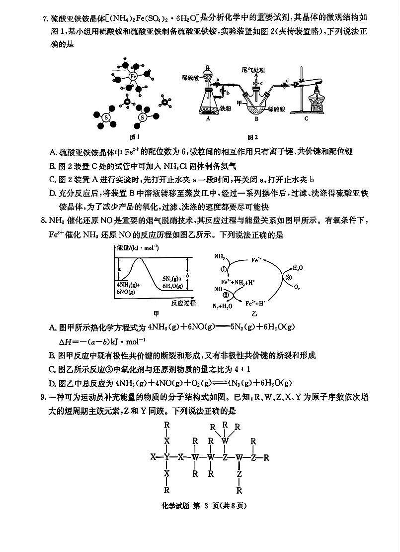 2025年湖南九校高三下学期3月化学试题第3页