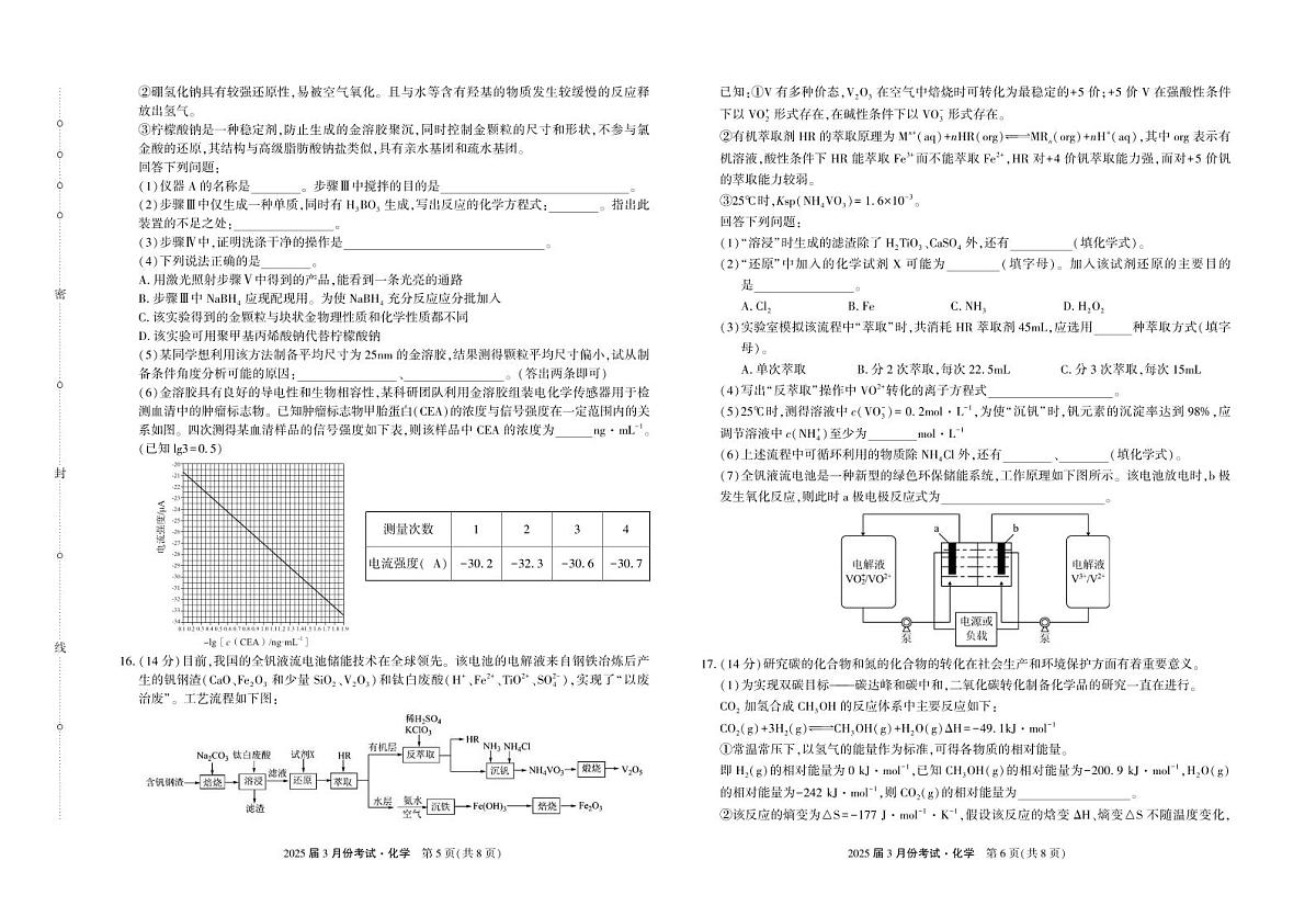 化学丨陕西省菁师教育联盟2025届高三下学期3月份联考考试卷化学试卷及答案第3页
