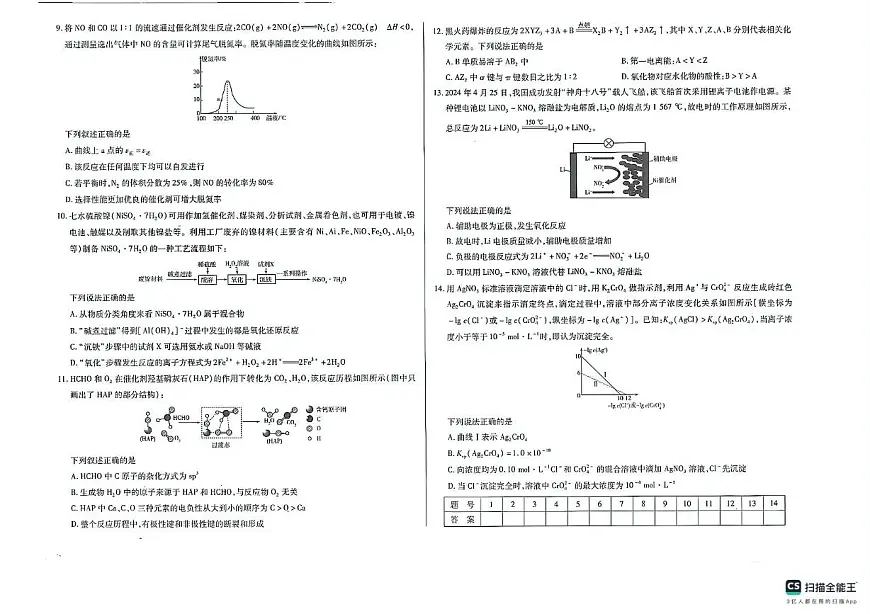 陕西省安康中学2024-2025学年高三下学期第一次月考化学试卷第2页