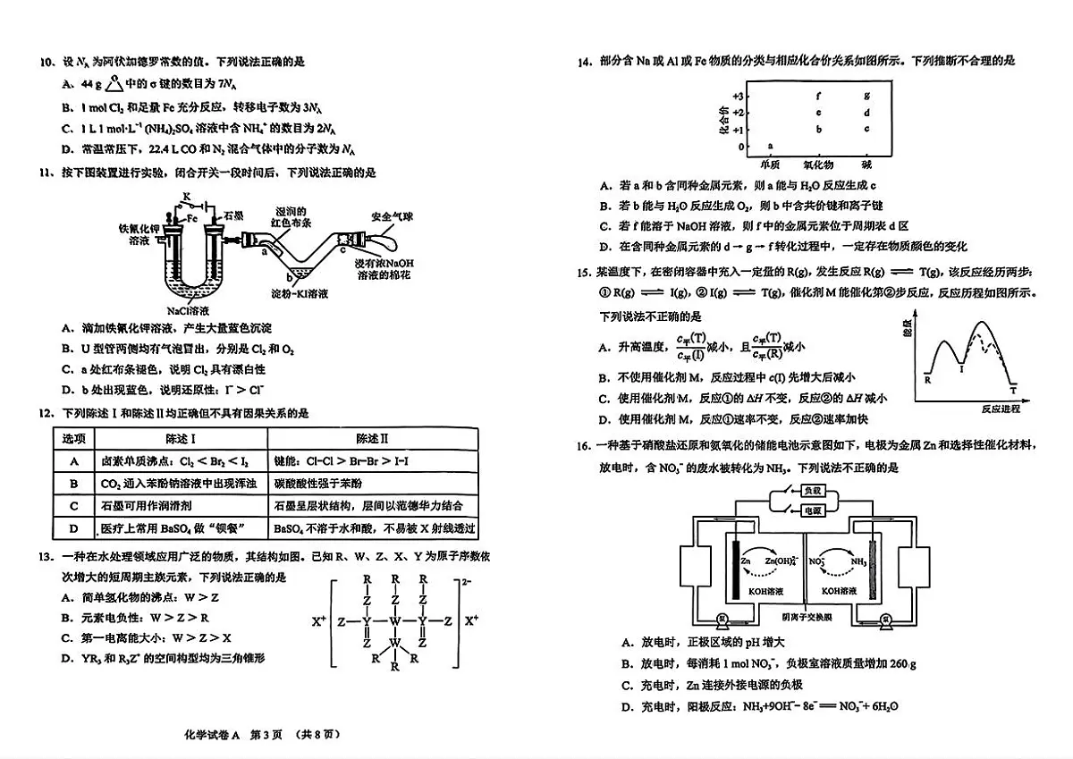 2025届广州高中高考模拟一模化学试卷无答案第2页