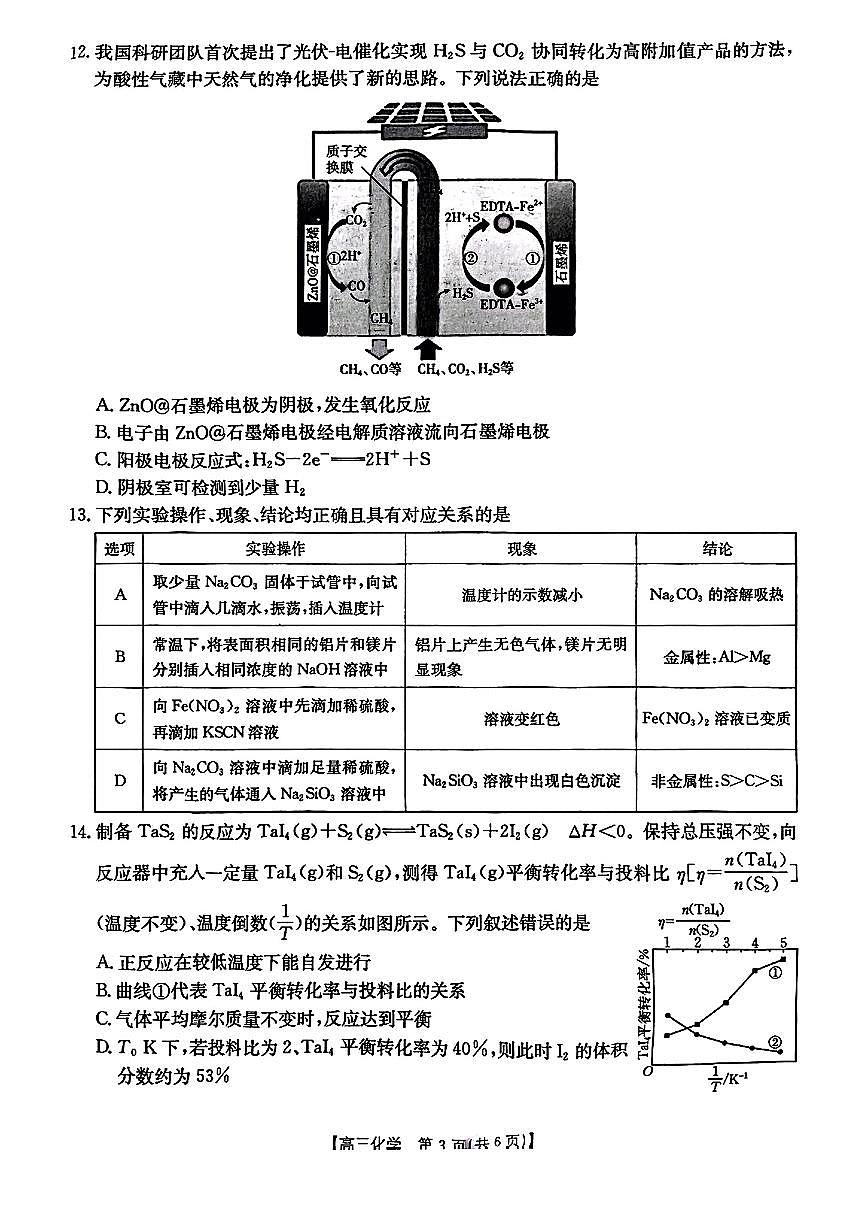 辽宁省部分学校2025届高三1月联考化学试卷（PDF版附答案）第3页