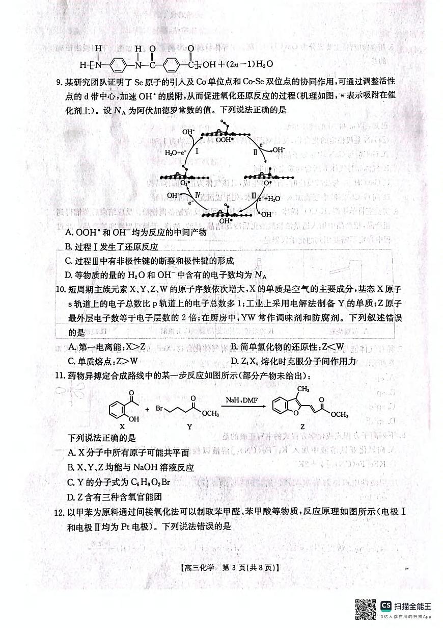 化学丨辽宁省辽阳市2025届高三下学期3月第一次模拟考试（辽阳一模）化学试卷及答案第3页