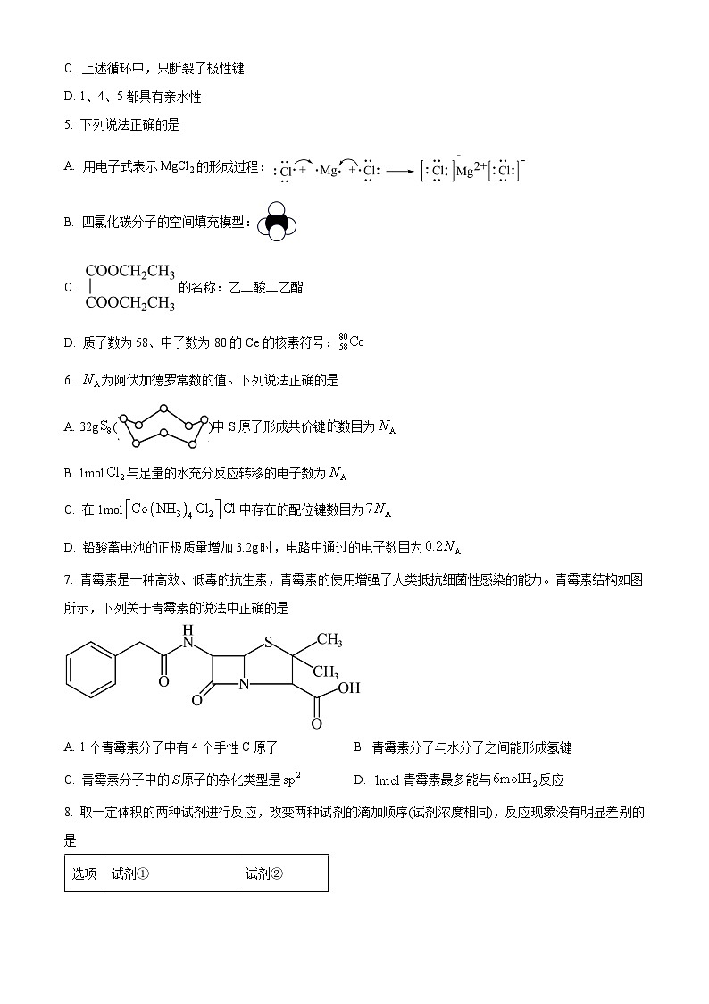 湖南省地质中学2025届高三下学期一模考试化学试题（原卷版）第3页