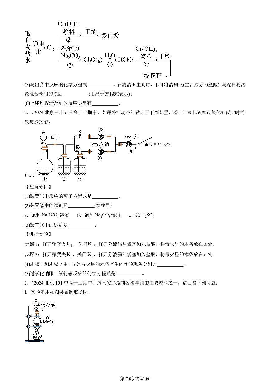 2024北京重点校高一（上）期中真题化学汇编：海水中的重要元素—钠和氯章节综合（解答题）1第2页
