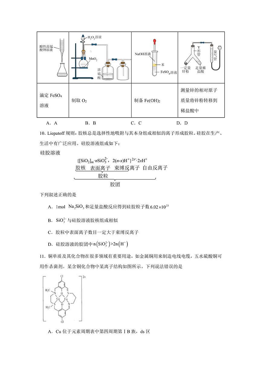 2024～2025学年湖南省常德市第六中学高三下开学考试化学试卷(含答案)第3页