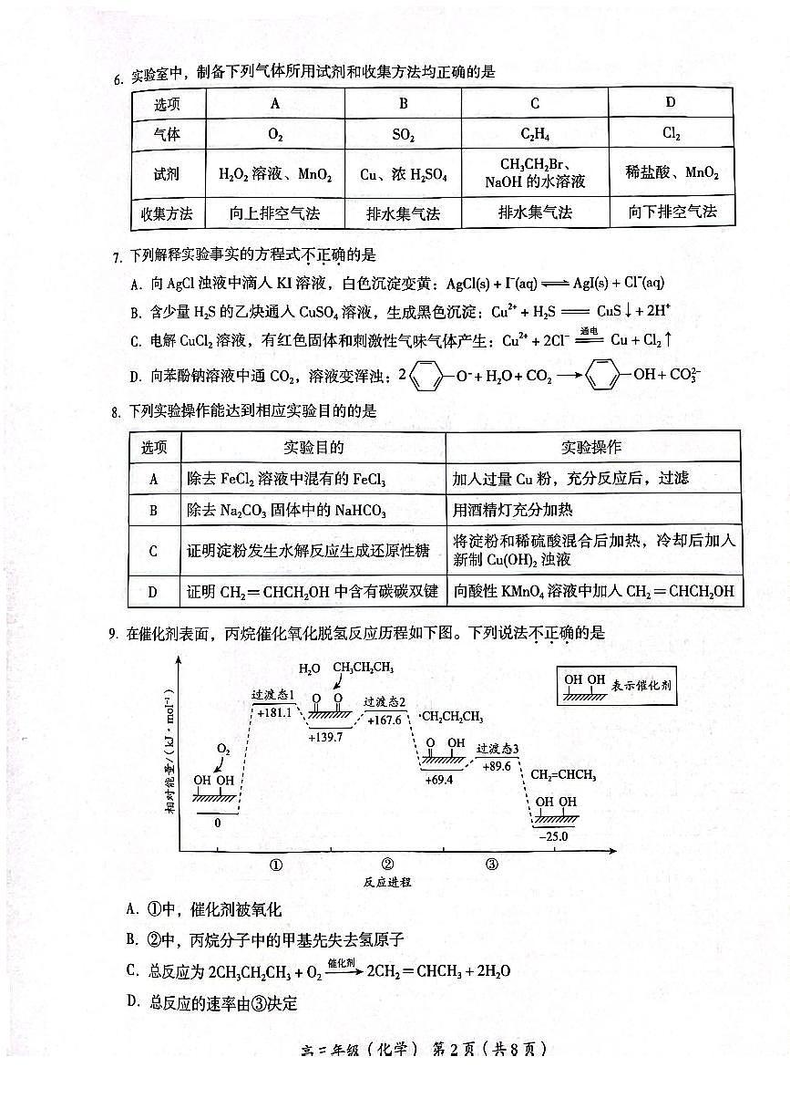 2024届北京市海淀区高三上(1月)期末试卷-化学试题（含答案）第2页