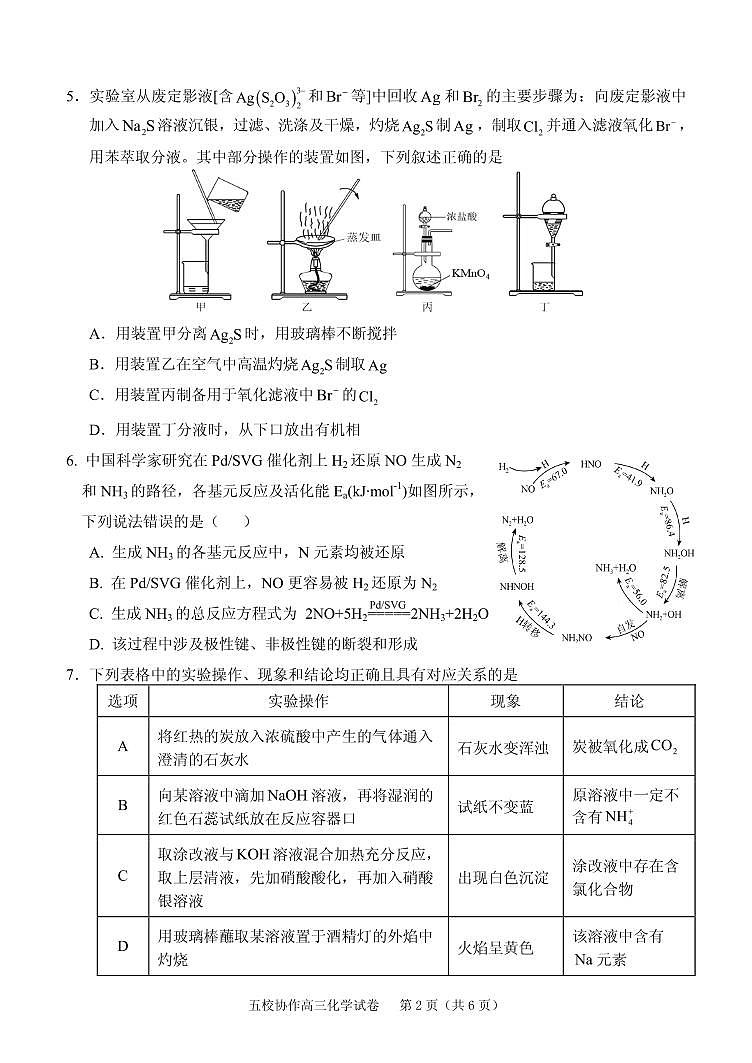 2024届福建省五校协作体高三上(11月考)-化学试题（含答案）第2页