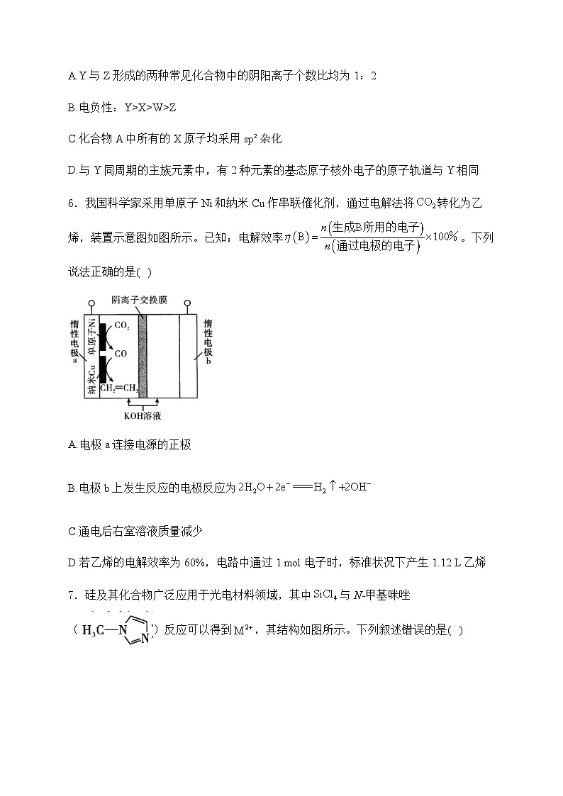 清河中学2024-2025学年第二学期3月考试（2）高三化学第3页