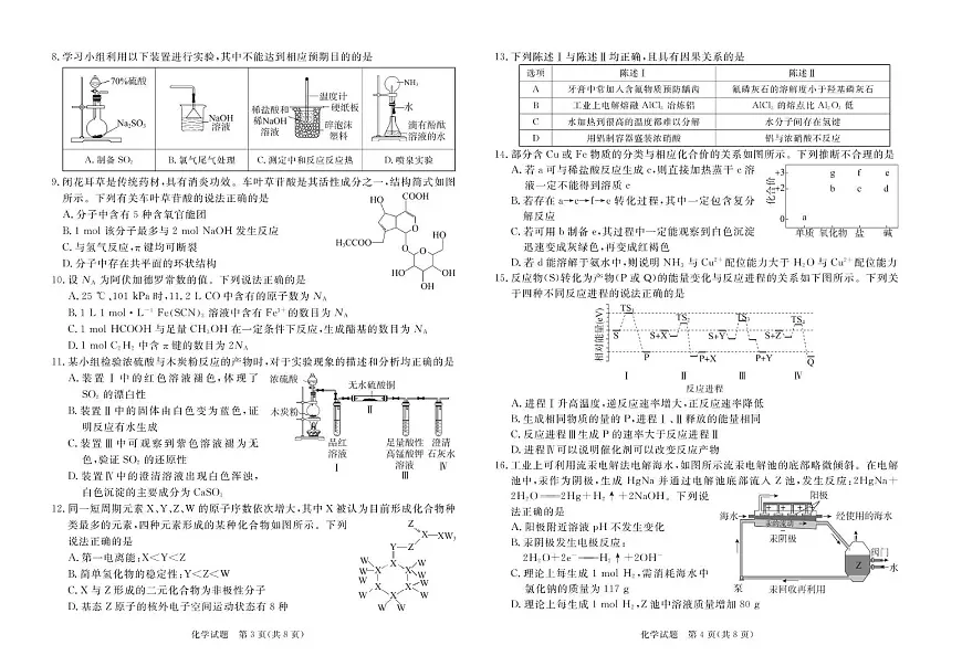 2025年湛江市高三第一次调研考试化学试卷第2页