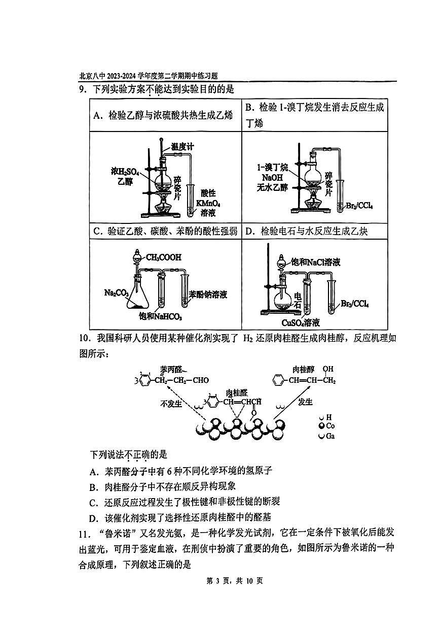 2024北京八中高二（下）期中化学试卷第3页