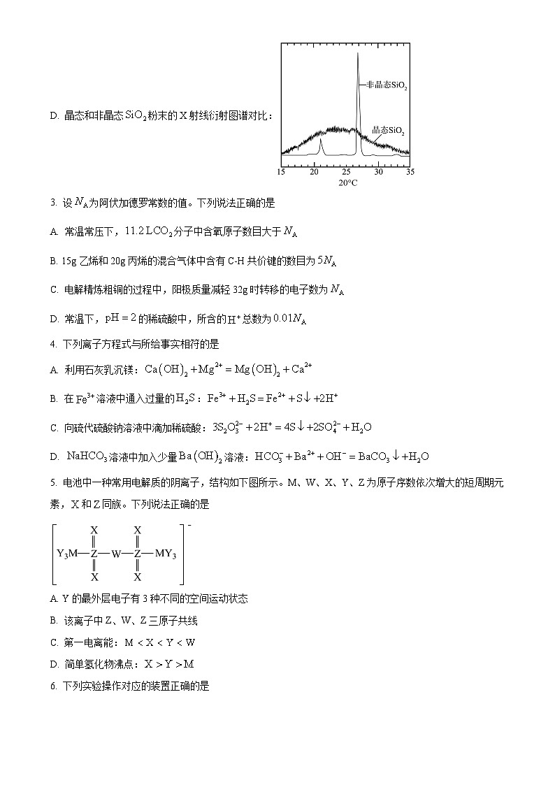2025年河南省五市高三第一次联考（一模）化学试题（原卷版+解析版）第2页