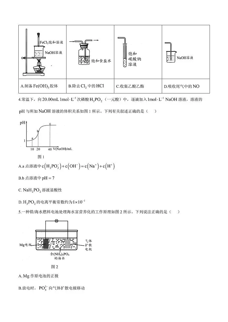 2024届广东省大湾区高三上学期联合模拟考试（一）(1月)-化学试题（含答案）第2页