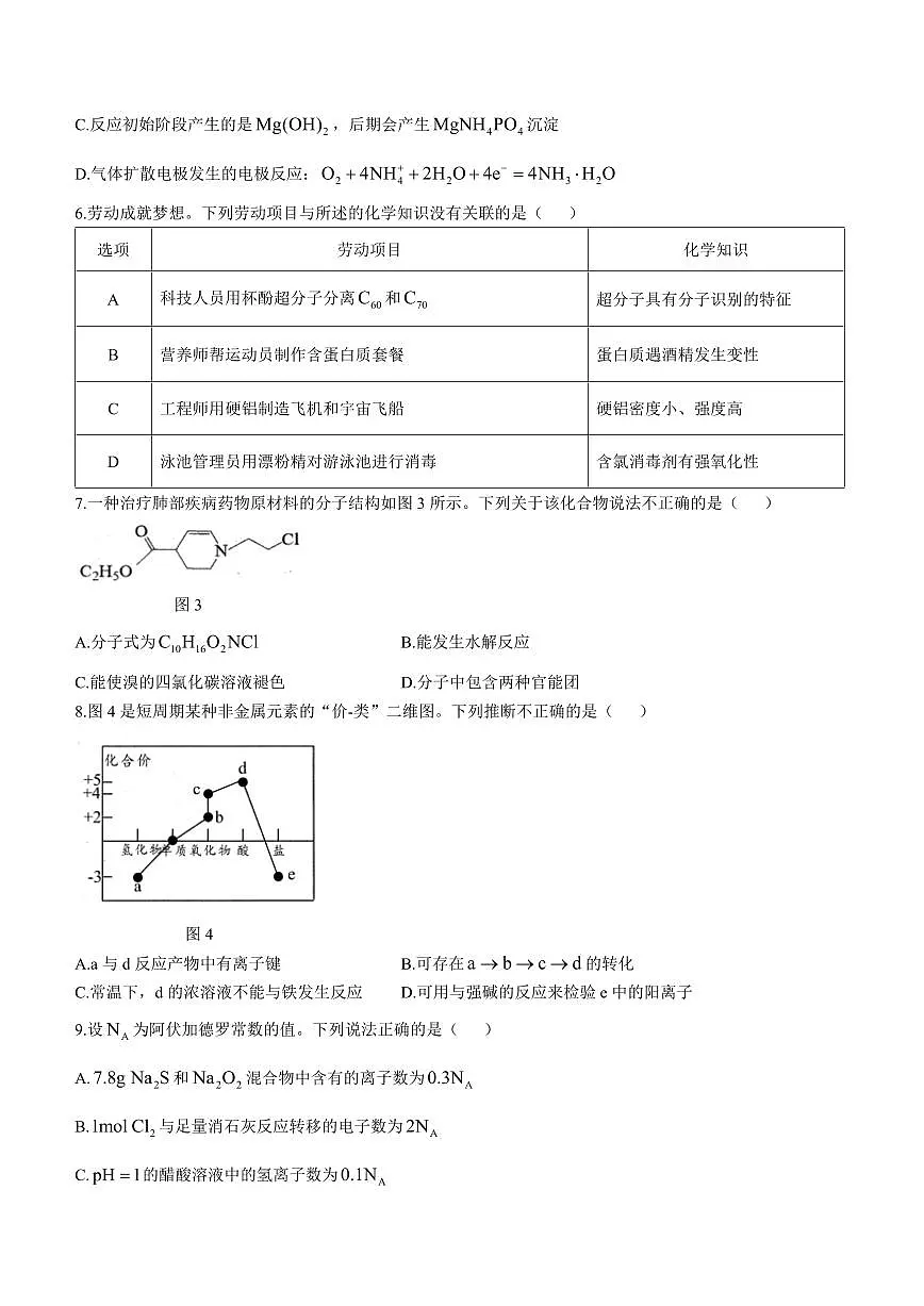 2024届广东省大湾区高三上学期联合模拟考试（一）(1月)-化学试题（含答案）第3页