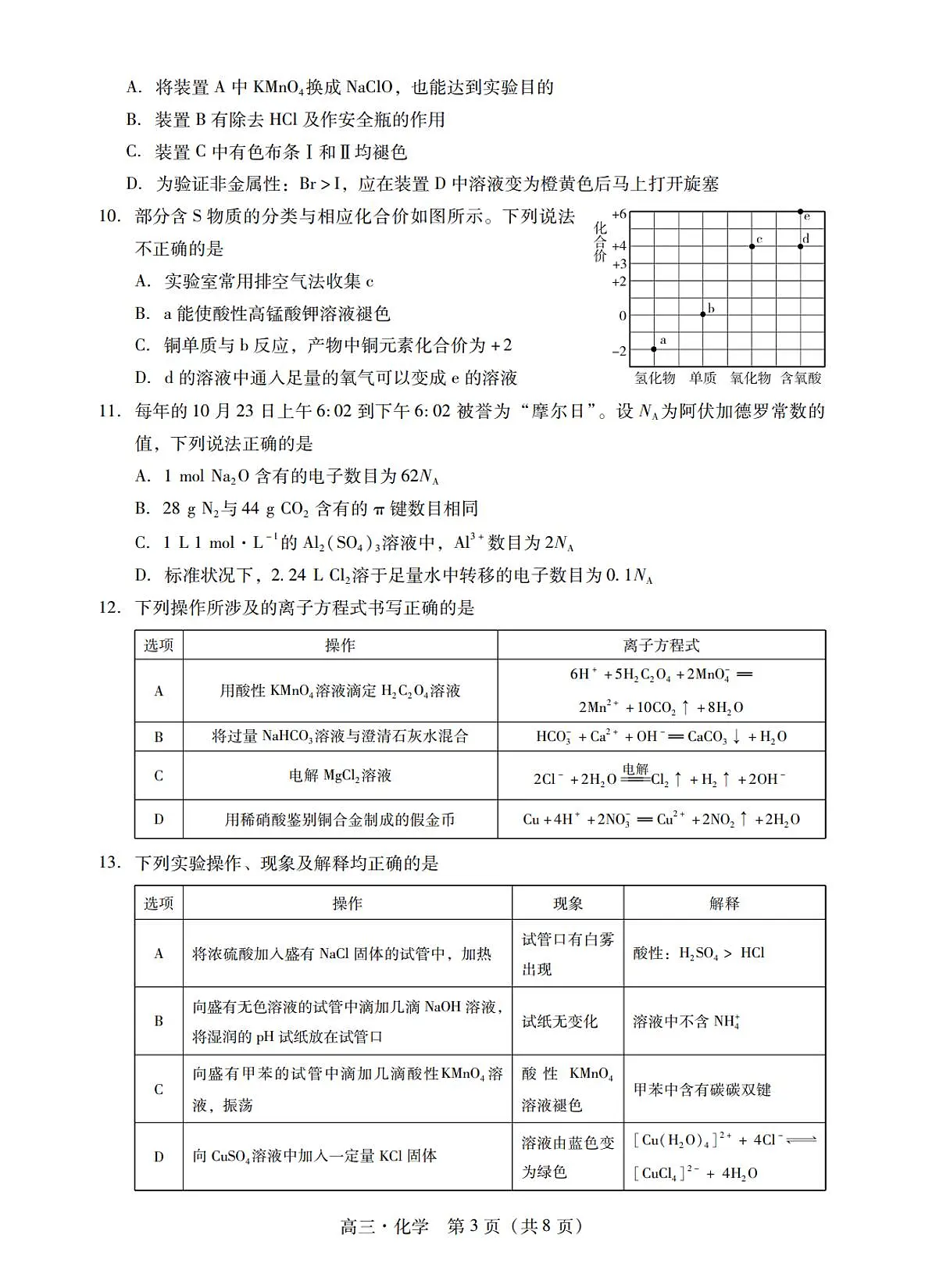 2024届广东省汕尾市高三上学期1月期末试卷-化学试题（含答案）第3页