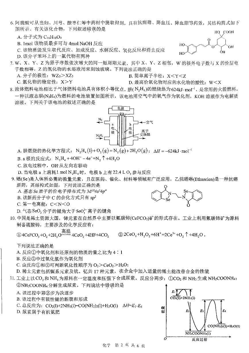 2024届广西贵港市高三上(12月考)-化学试题（含答案）第2页