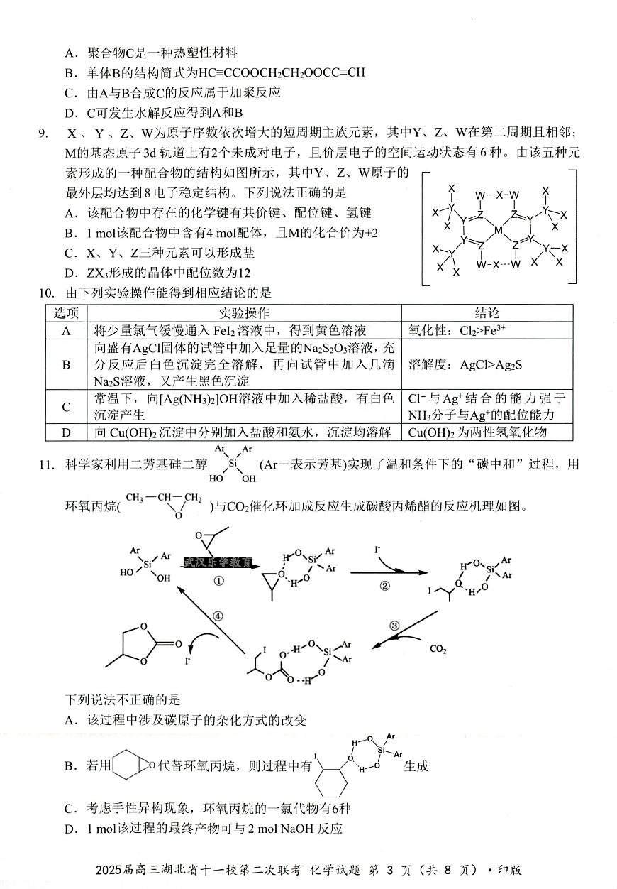 湖北十一校第二次联考化学试卷第3页