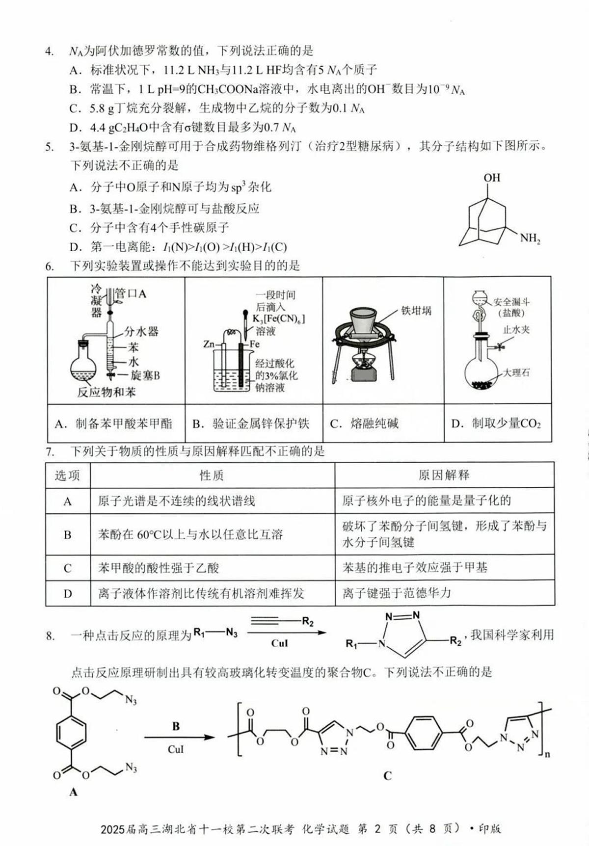 2025届湖北十一校高三下学期第二次联考化学试题第2页
