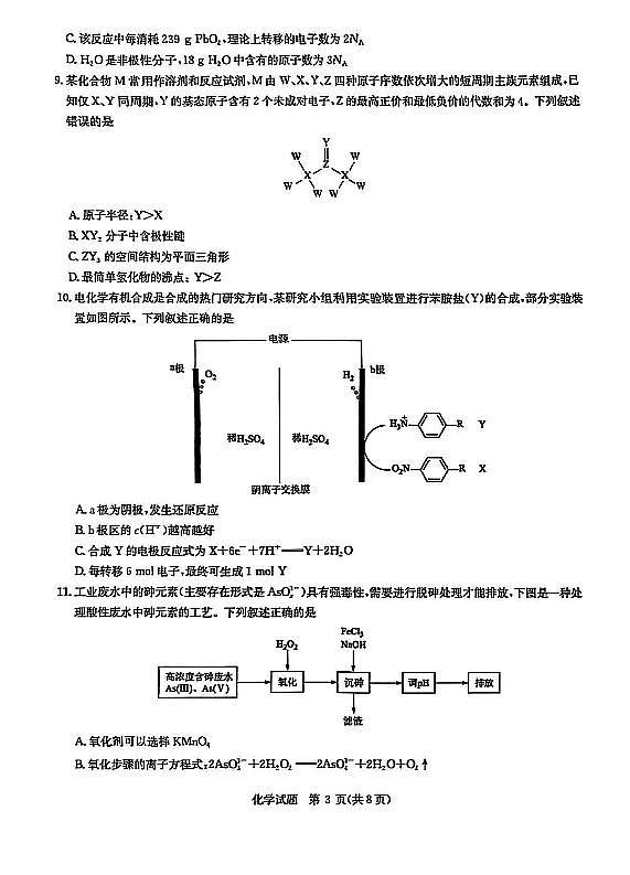 2025届华大新高考联盟高三下学期3月联考化学试题+答案第3页