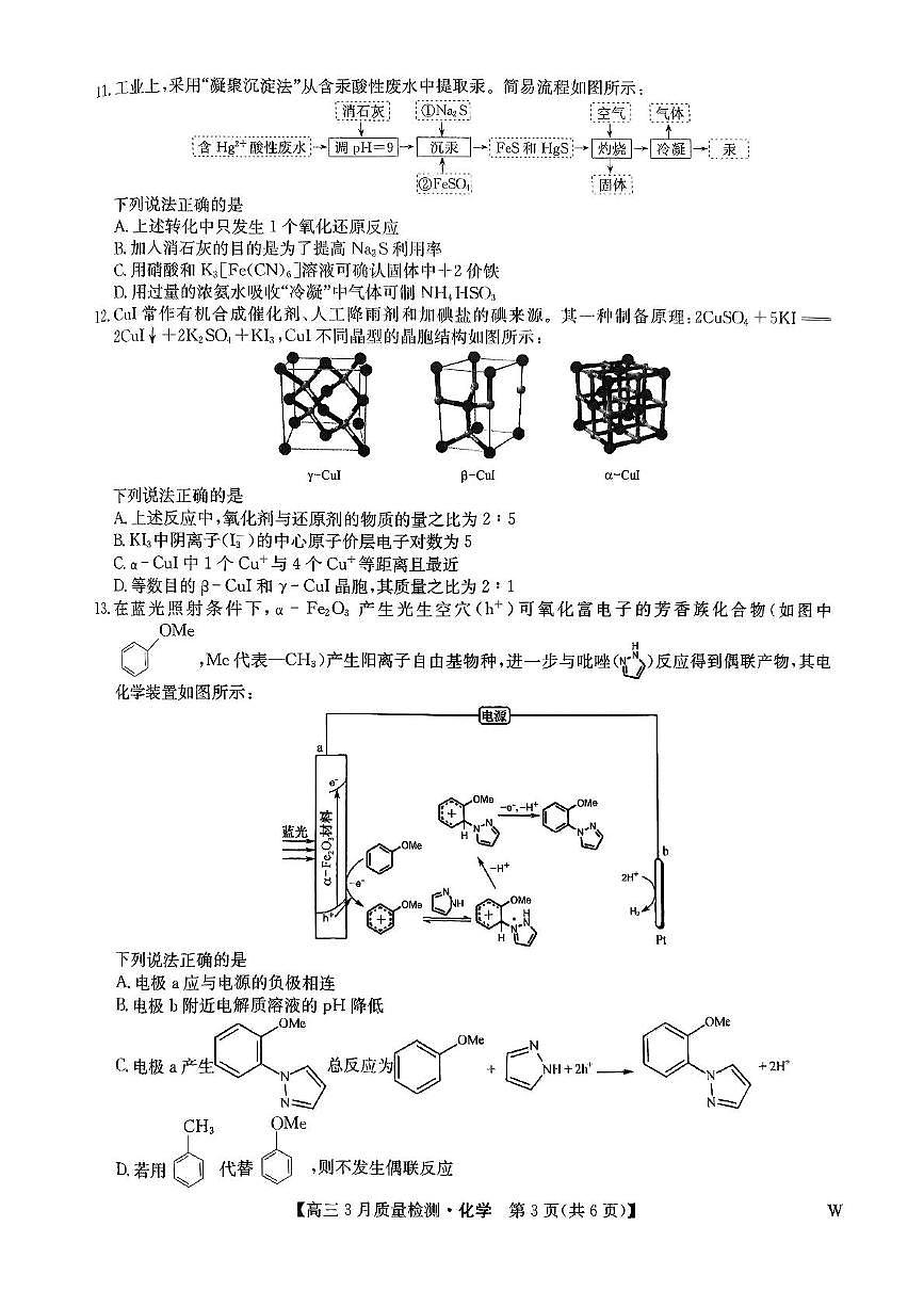 吉林省松原市九校联考2024~2025学年高三下学期3月质量检测化学试题第3页