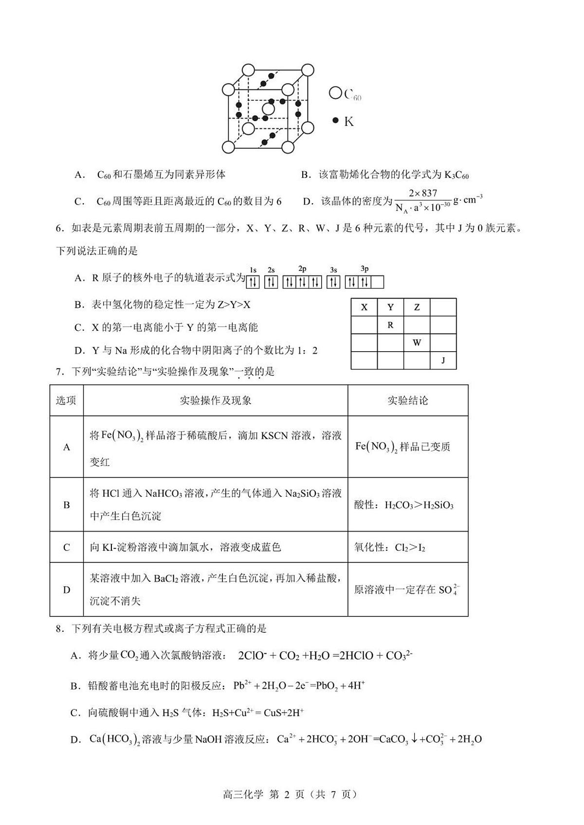 2024届贵州省思南中学高三上(月考Ⅱ)-化学试题（含答案）第2页