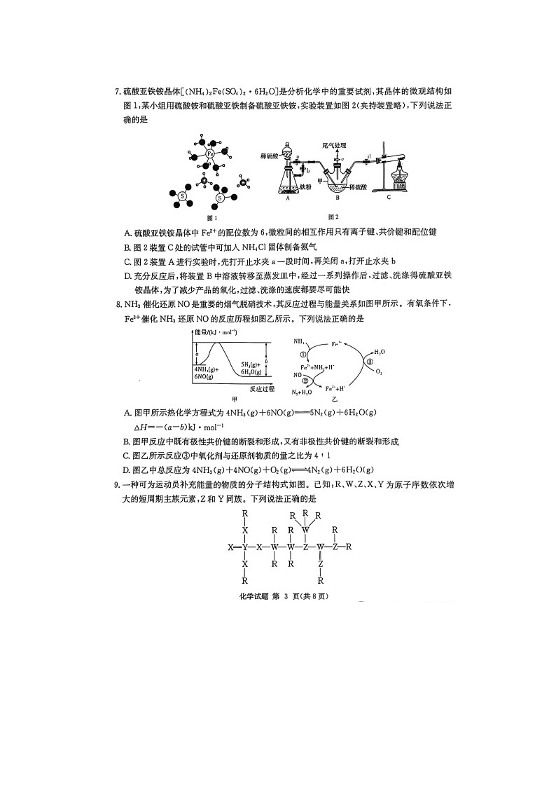 2025年3月湖南省2025届高三九校联盟第二次联考化学试卷含答案第3页